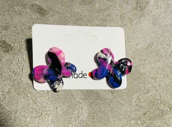 Butterfly Studs — Black, Blue, Pink & White