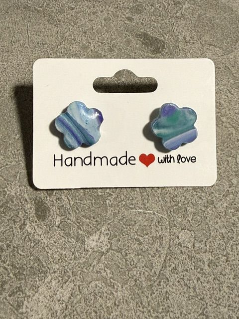 Flower Studs — Blue, Purple & Green Mix