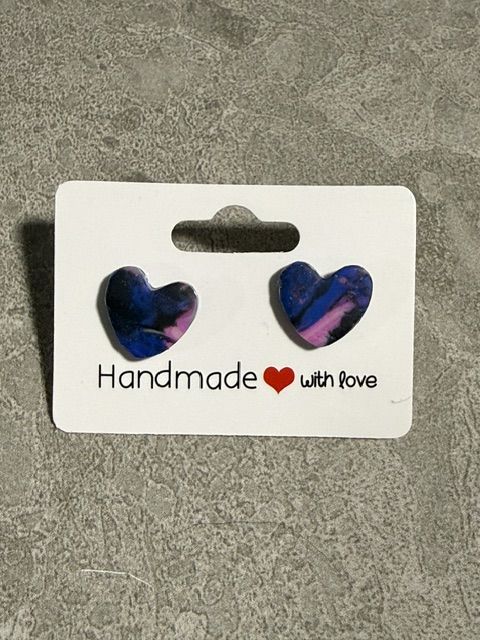 Heart Studs — Black, Blue & Pink Mix