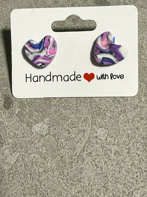 Heart Studs — Pink, Blue & White Mix