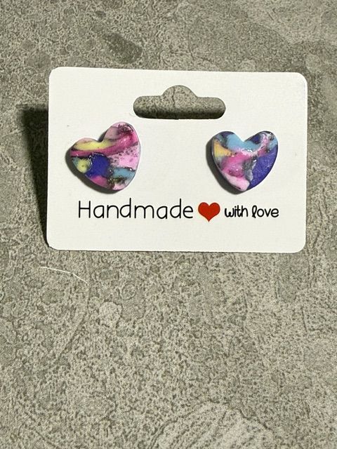 Heart Studs — Pink, Purple, Yellow & Blue Mix
