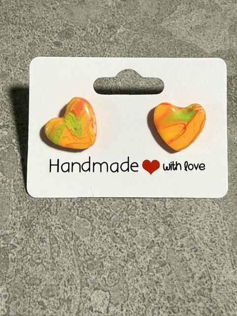 Heart Studs — Yellow, Orange & Green Mix