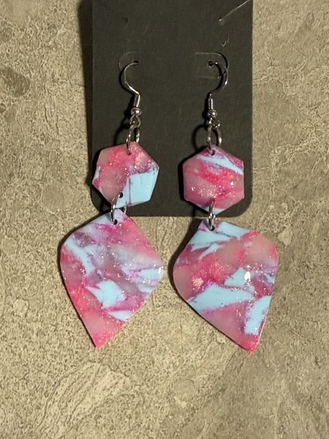 Pink & Blue Translucent Dangle Earrings